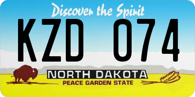 ND license plate KZD074