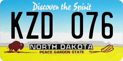 ND license plate KZD076