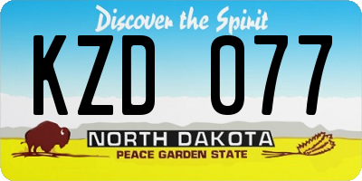 ND license plate KZD077