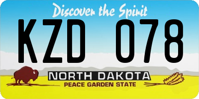 ND license plate KZD078