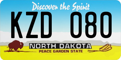 ND license plate KZD080