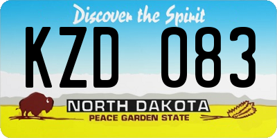 ND license plate KZD083