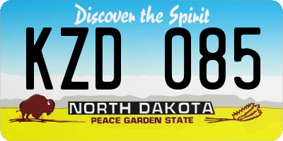 ND license plate KZD085