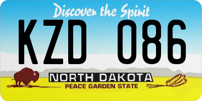 ND license plate KZD086