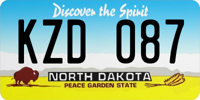 ND license plate KZD087