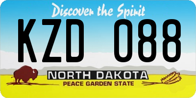ND license plate KZD088