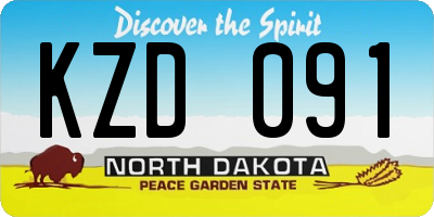 ND license plate KZD091