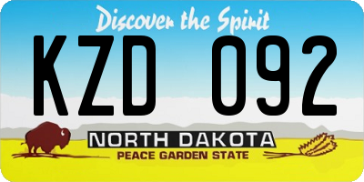 ND license plate KZD092