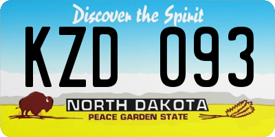 ND license plate KZD093