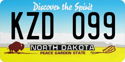 ND license plate KZD099