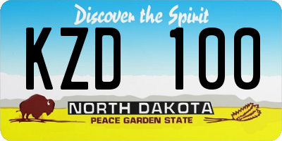 ND license plate KZD100
