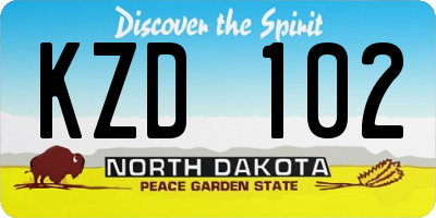 ND license plate KZD102
