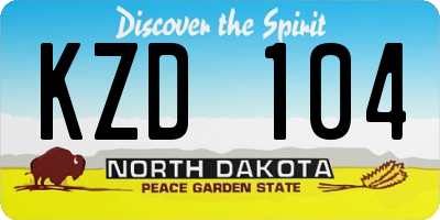 ND license plate KZD104