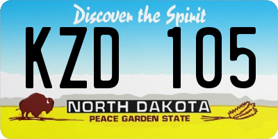 ND license plate KZD105