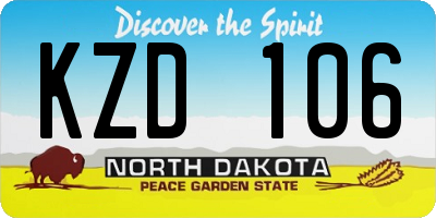 ND license plate KZD106