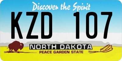 ND license plate KZD107