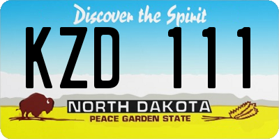 ND license plate KZD111