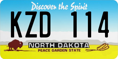 ND license plate KZD114