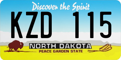 ND license plate KZD115