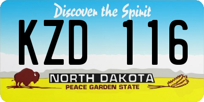 ND license plate KZD116