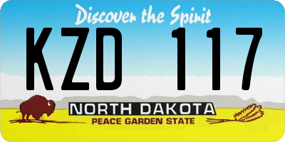 ND license plate KZD117
