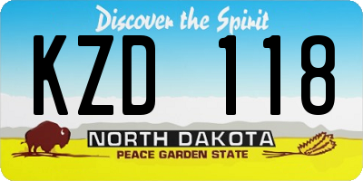 ND license plate KZD118