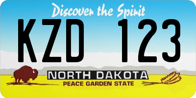 ND license plate KZD123