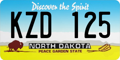 ND license plate KZD125
