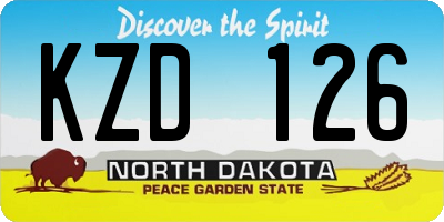 ND license plate KZD126