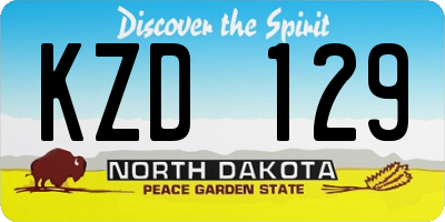 ND license plate KZD129