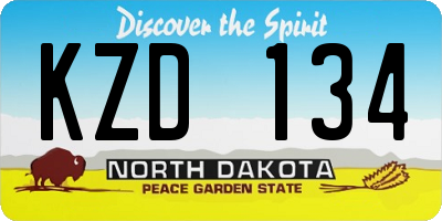 ND license plate KZD134