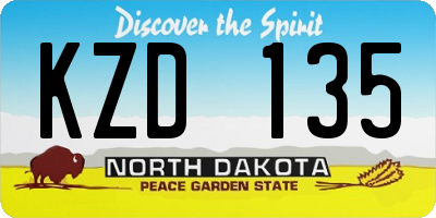 ND license plate KZD135