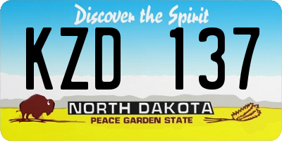 ND license plate KZD137