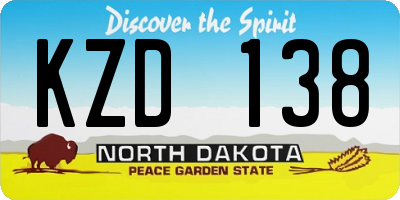 ND license plate KZD138