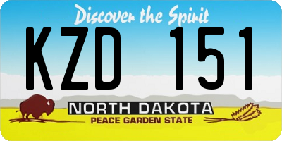 ND license plate KZD151