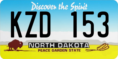 ND license plate KZD153