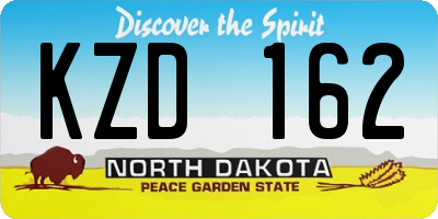 ND license plate KZD162