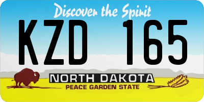 ND license plate KZD165