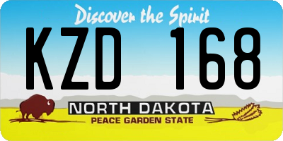ND license plate KZD168