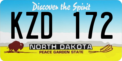 ND license plate KZD172