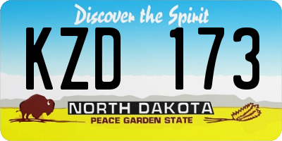 ND license plate KZD173