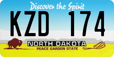 ND license plate KZD174