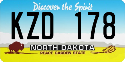 ND license plate KZD178