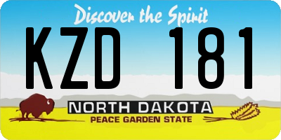 ND license plate KZD181