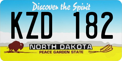 ND license plate KZD182