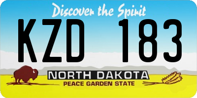 ND license plate KZD183