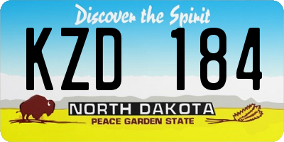 ND license plate KZD184