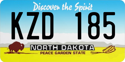 ND license plate KZD185