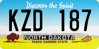 ND license plate KZD187