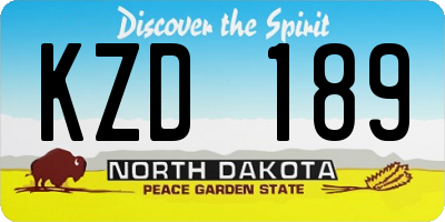 ND license plate KZD189